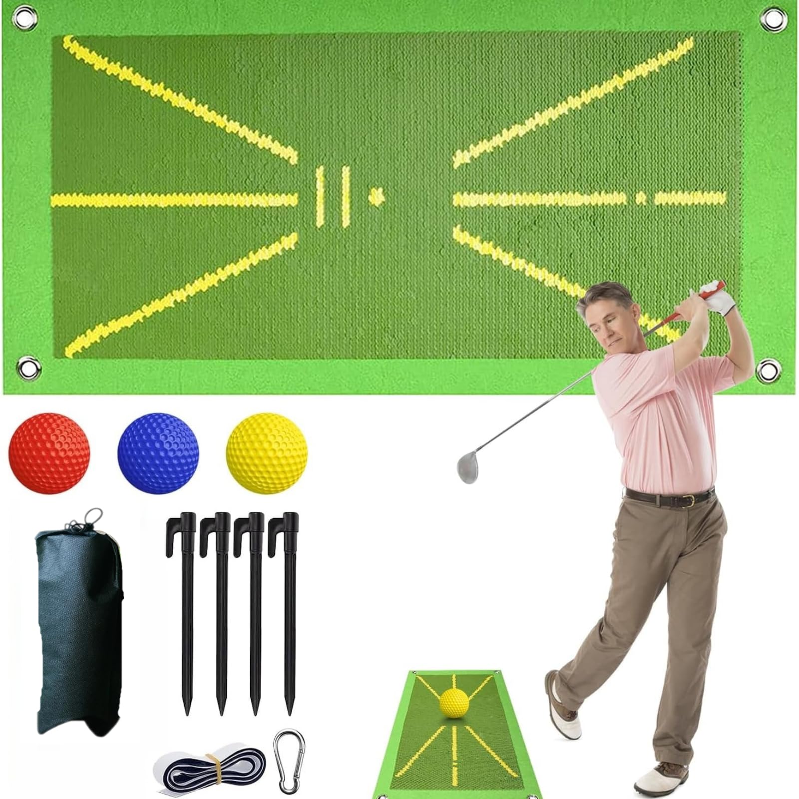Alfombra de Golf con Bolsillo Negro 10pcs Mat de Entrenamiento para Interior