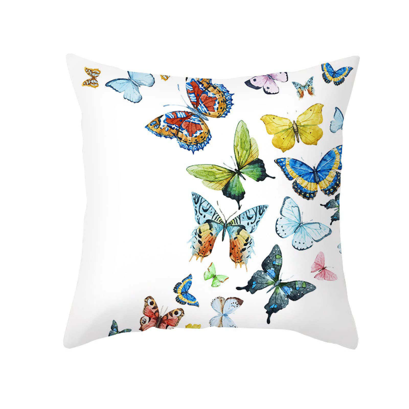 Cushion Covers Green Blue Butterfly Pillow Cases Soft Linen Cushions with Covers Included Washable Sofa Cushions with Invisible Zip Pillowcase Breathable Pillow Cover 50x50 Cushion Cover 1 Pack