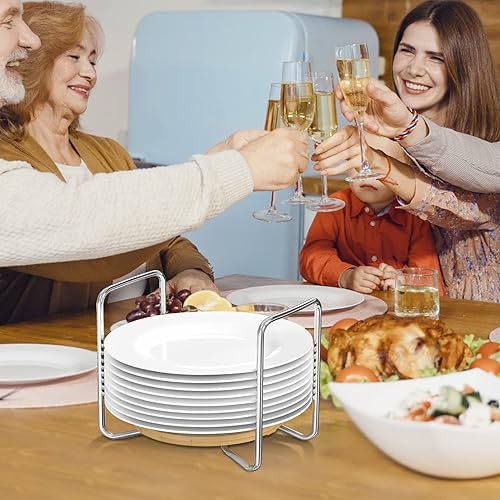 Miniatura 7 de Wisuce Escurreplatos para Organizador de Encimera de Cocina - Soporte de Platos de Bambú de Tamaño Ajustable  Mango Portátil de Acero Inoxidable 304
