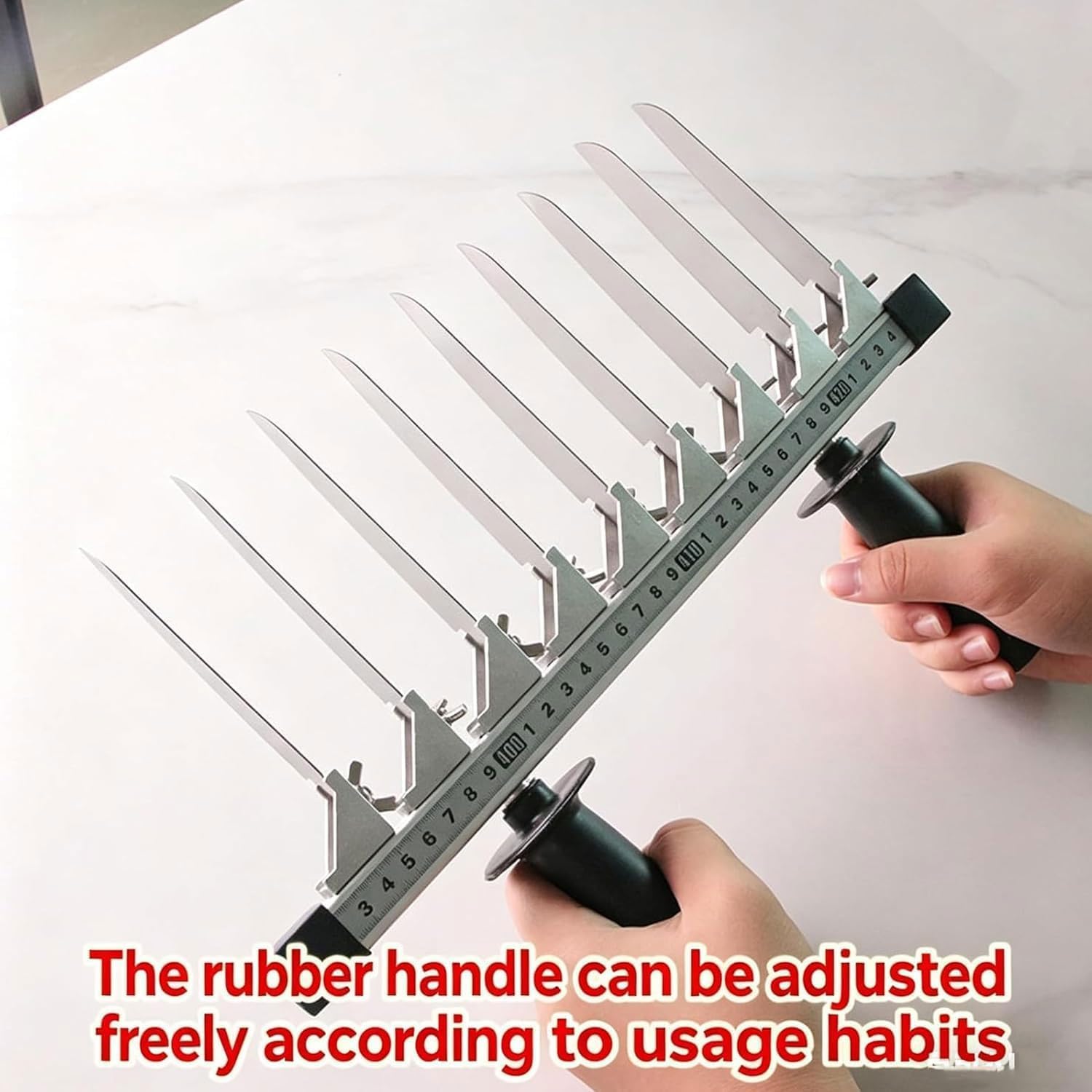 Verstellbarer Tofu-Schneider, 9-Klingen-Edelstahl-Tofu-Schneider mit Linealskala, 29,6 cm Schnittbreite, 2,8–3,7 cm verstellbarer Abstand, für Zuhause, Küche und gewerbliche Nutzung