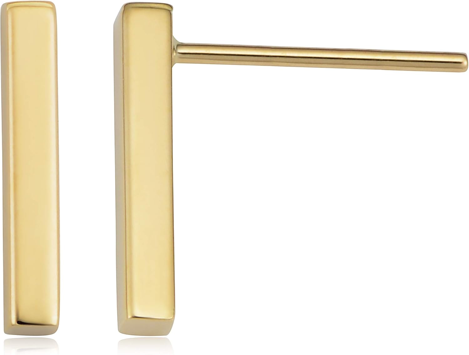 Kooljewelry 10k Gold 2 mm Bar Earrings (available in yellow or rose gold)