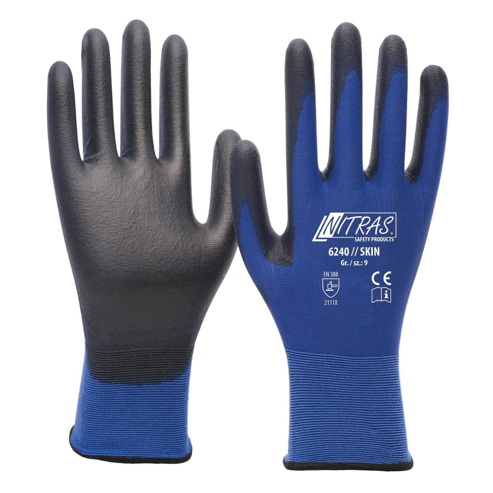 NRAS 6240-12 paia di guanti in nylon con rivestimento in PU