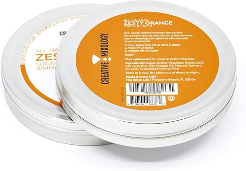 Miniatura 6 de The Spice Lab Zesty - Rimmer de cóctel de vidrio de azúcar naranja para martinis y margaritas, gran rizador de margarita de azúcar naranja, sin