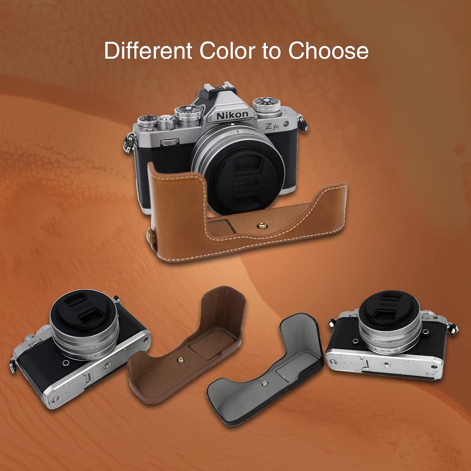 Rieibi Z fc Zfc Camera Case, PU Leather Case with Strap for Nikon Z fc Zfc 28mm f/2.8 SE, 16-50mm f/3.5-6.3 Lens