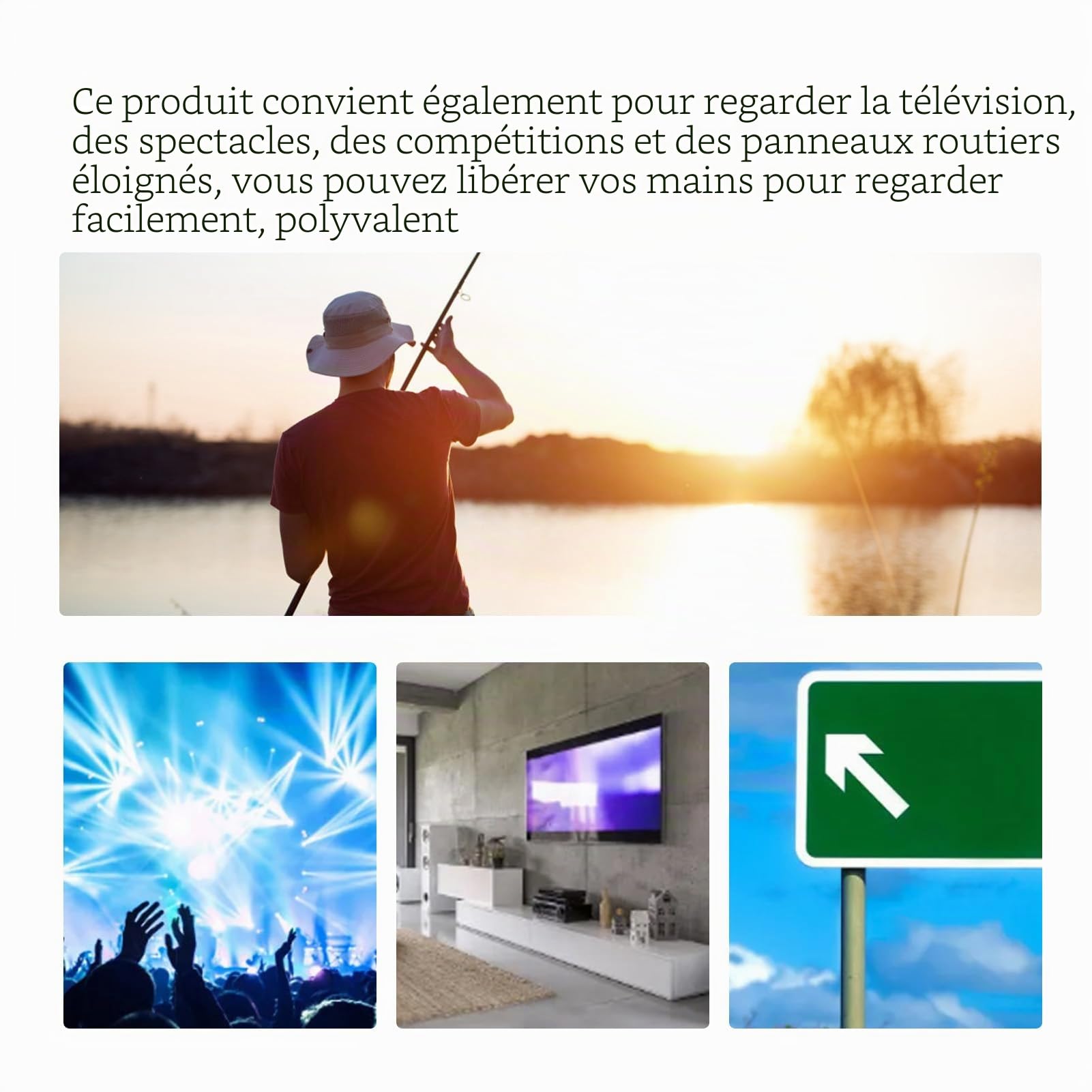 Jumelles mains libres, zoom 8x pour la pêche, l'observation des oiseaux, la télévision, les concerts et les visites touristiques, 3 filtres CPL de couleur, jumelles portables et lunettes d'opéra