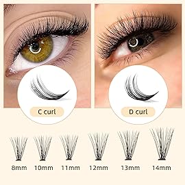 QUEWEL Cluster Lashes 240Pcs Individual Lashes 20D 0.07D Curl 14mm Knot-Free Lash Extensions Clusters Lashes Soft&Natural False Eyelashes Individual DIY Eyelash Extension at Home(20D 0.07D 14)