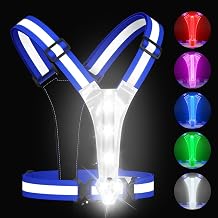 Zacro LED Reflective Vest with Chest Light 500LM, 5 RGB Colors High Visibility Rechargeable Light Up Running Vest IPX4 Night Safety Running Gear for Dog Walking, Cycling, Adjustable for Men Women Kids