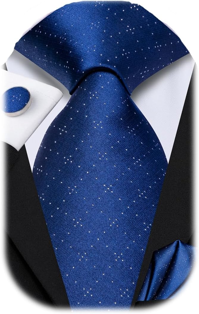 Dubulle Silk Ties Set for Men Formal Paisley Striped Necktie Pocket Square Cufflinks 3PCS Sets Wedding Business Party