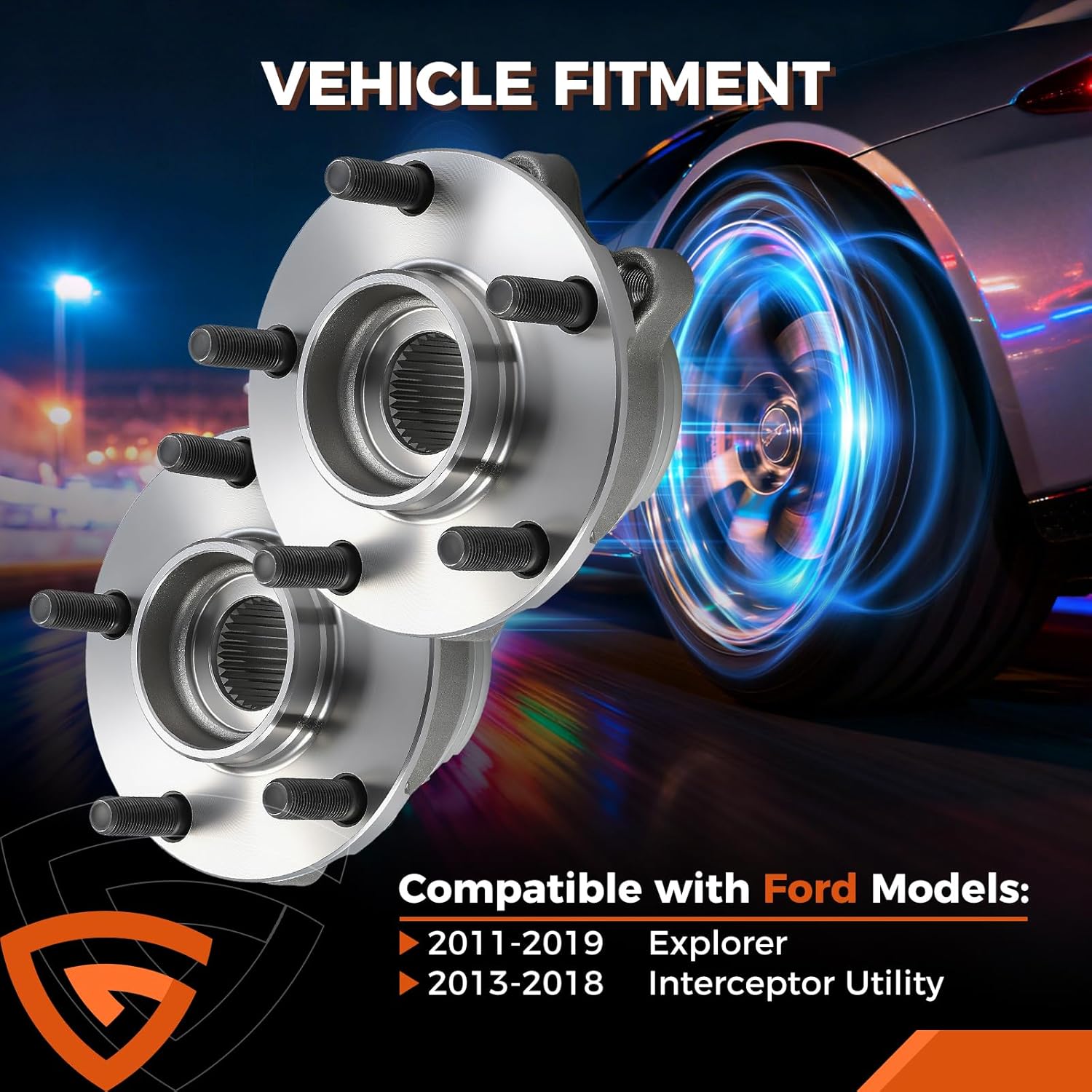 2pcs 512460 Front/Rear Wheel Hub and Bearing Assembly Compatible withFord Explorer 2011-2019, Fit for Ford Police Interceptor Utility 2013-2018, 5 Lugs Non-ABS - Image 2