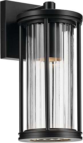 Miniatura 4 de Kichler Barras - Lámpara de pared para exteriores de 11.5 pulgadas, con cristal transparente y acanalado, color negro
