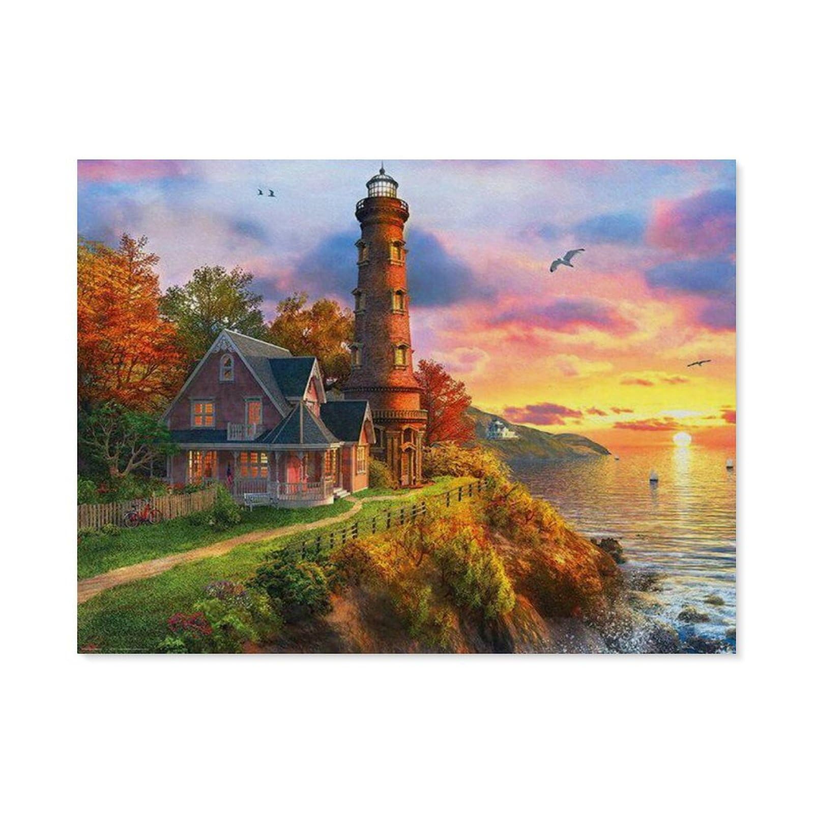 Puzzles für Erwachsene aus Holz 1000 Stück，Leuchtturmlandschaft am Meer，Geschenk für Familienspiel Cooles Puzzle Herausfordernde Heimtextilien Kein Kleber Erforderlich（75x50cm）-J23