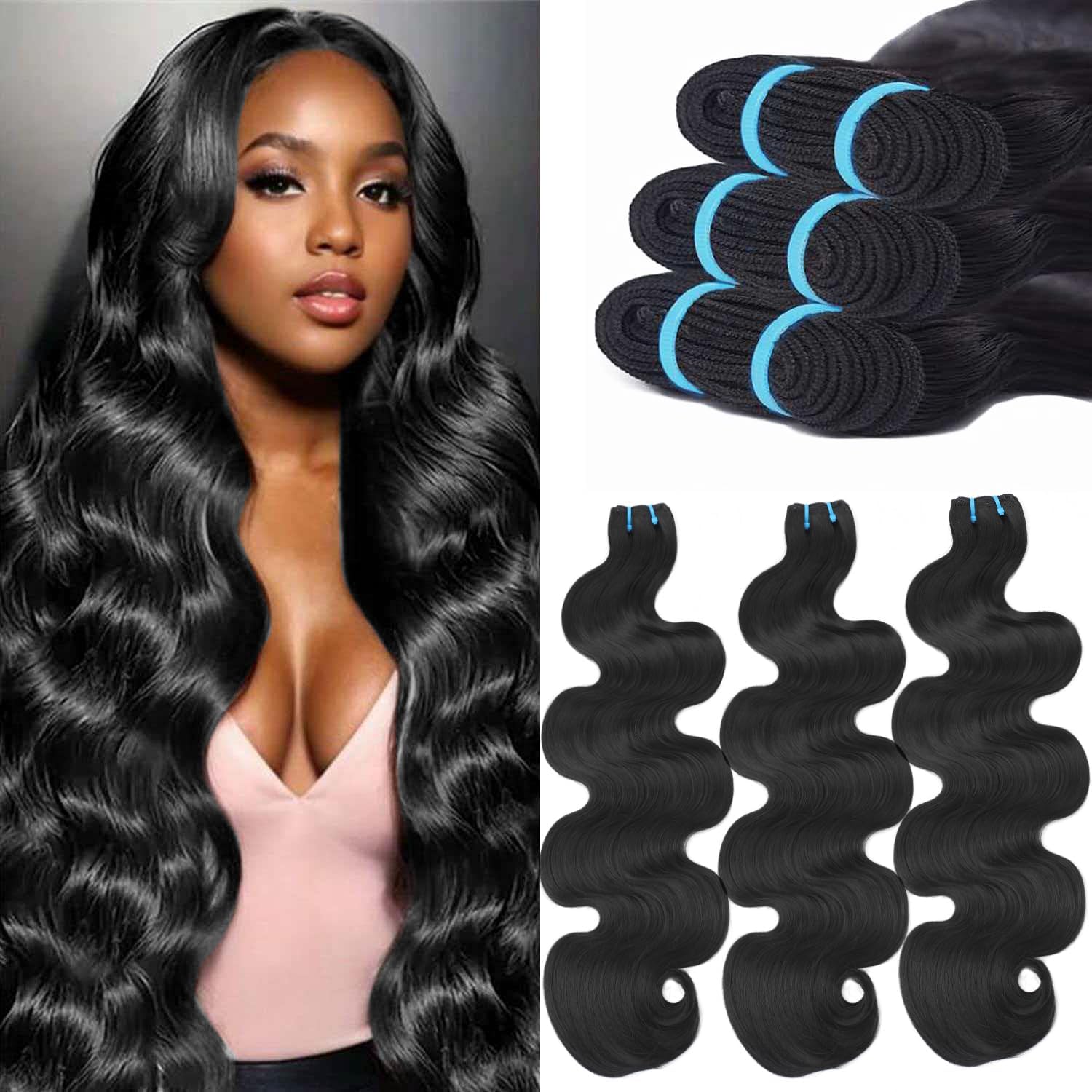 Photo 1 of GFZZ Raw Human Hair Body Wave Bundles 18-22 Inch