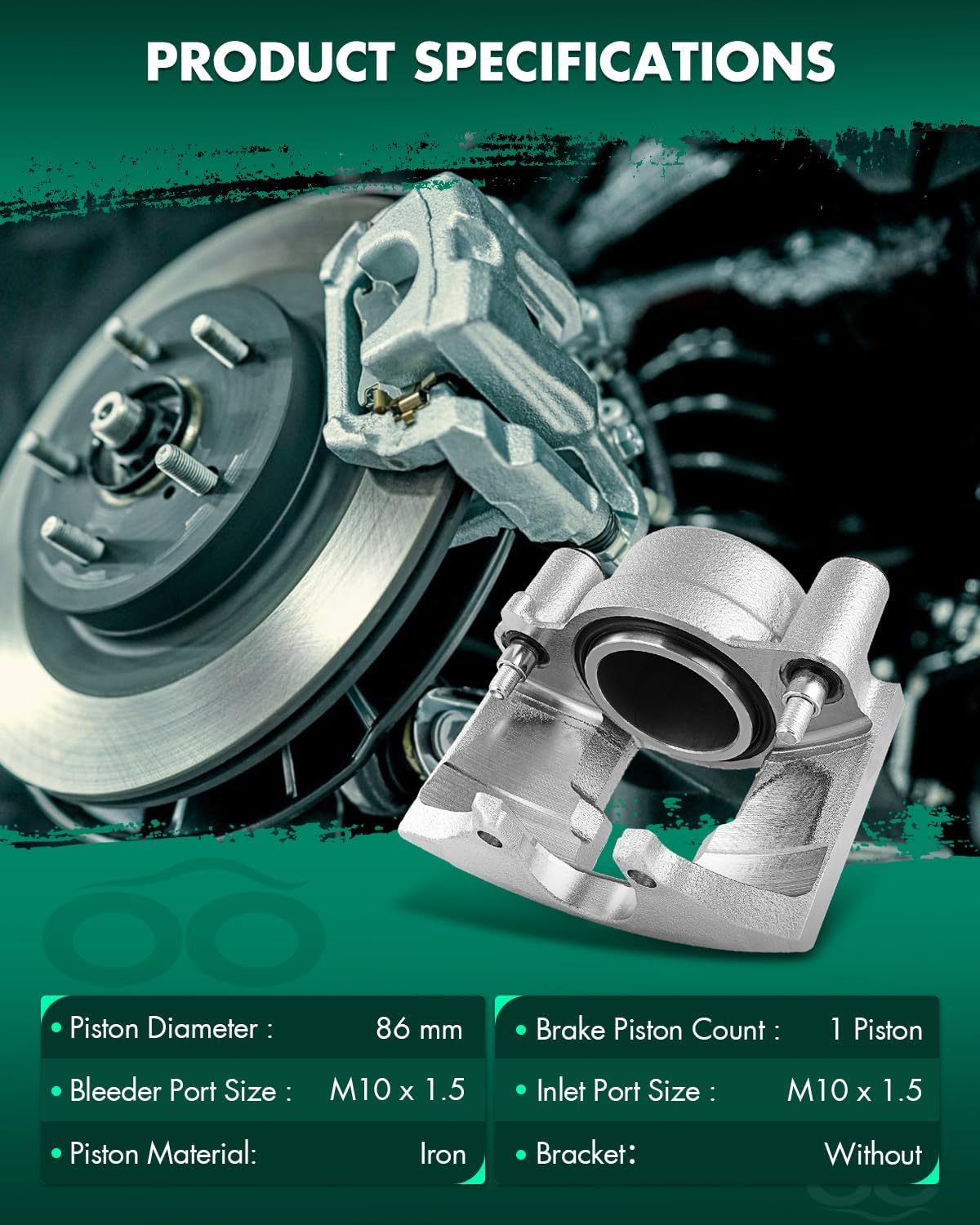 SCITOO 184348 184347 Front Left & Right Disc Brake Calipers Fit For Chevrolet For C35 1995-2000,For GMC For Savana 2500 2002,For GMC For Savana 3500 1996-2002, Single Piston