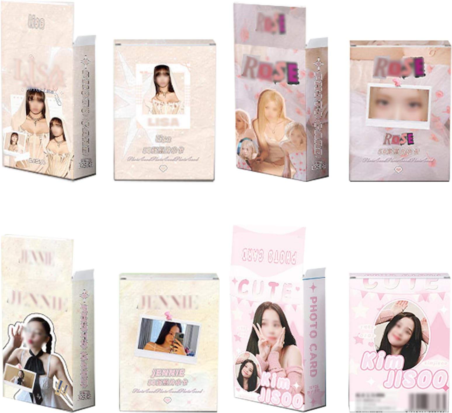 4 Pack/200 Pcs Black Pink Laser Photocards Kpop Lomo Card Merchandise Gift for Fans…