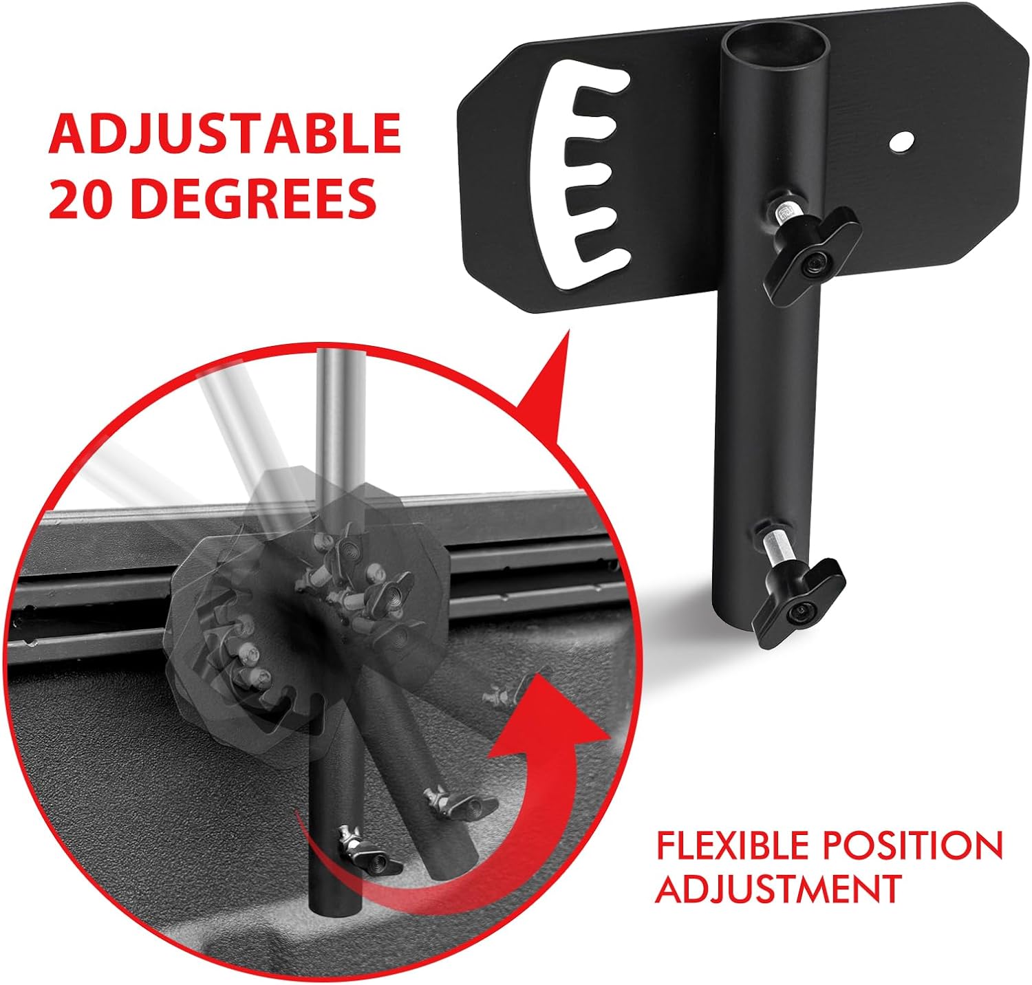 Flagpole Holder Adjustable Flagpole Mount Compatible with Tacoma No Drilling Trailer Bed Flag Holder Fit Up to 1.1inch Diameter Flag Pole