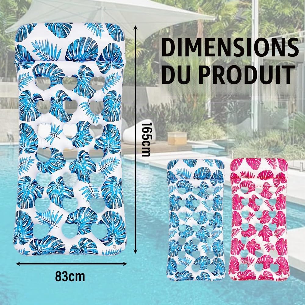 2 Pièces Matelas Gonflable Piscine pour Adultes, Tanning Pool Flotteur, Transat de Piscine pour Bain de Soleil pour Plage, Lac