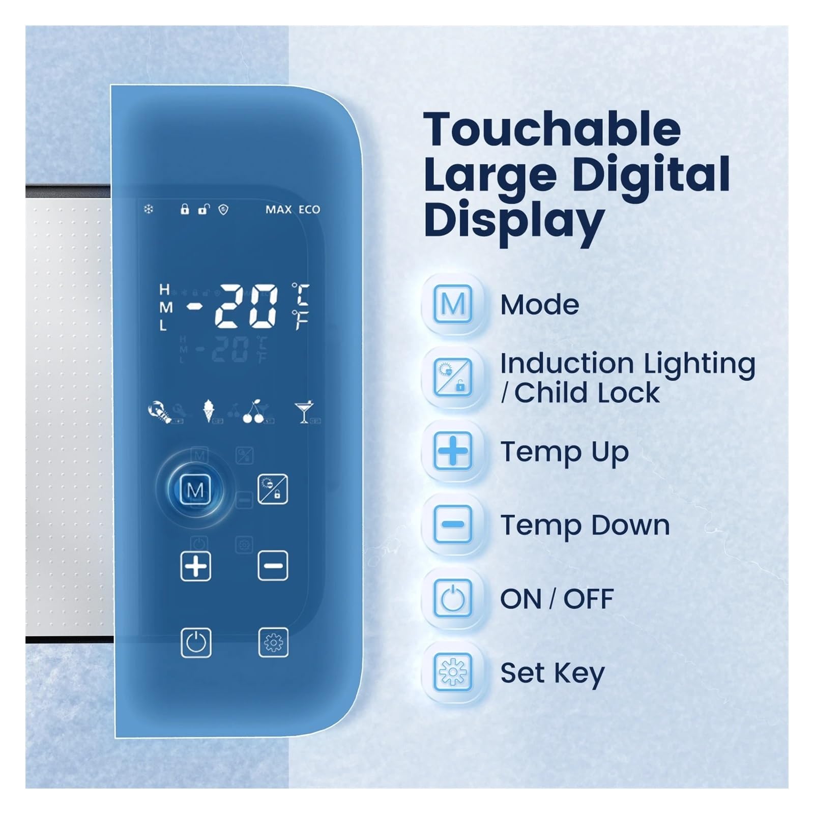 Refrigerador for automóvil de 21 litros, de una Sola Zona, con Panel de Pantalla Digital Grande y pequeña Capacidad, especificaciones de EE. UU.