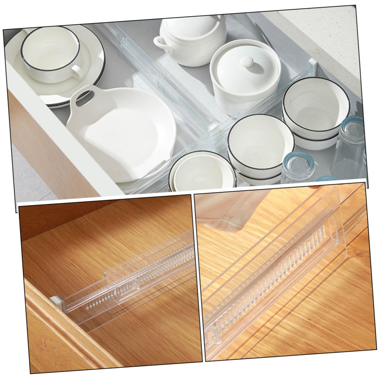 Gadpiparty 3 Sätze Transparente Schubladentrenner Verstellbare Trennwände Für Schubladenorganisation Und Robust Für Praktische Aufbewahrungslösung 2 Stück * 3