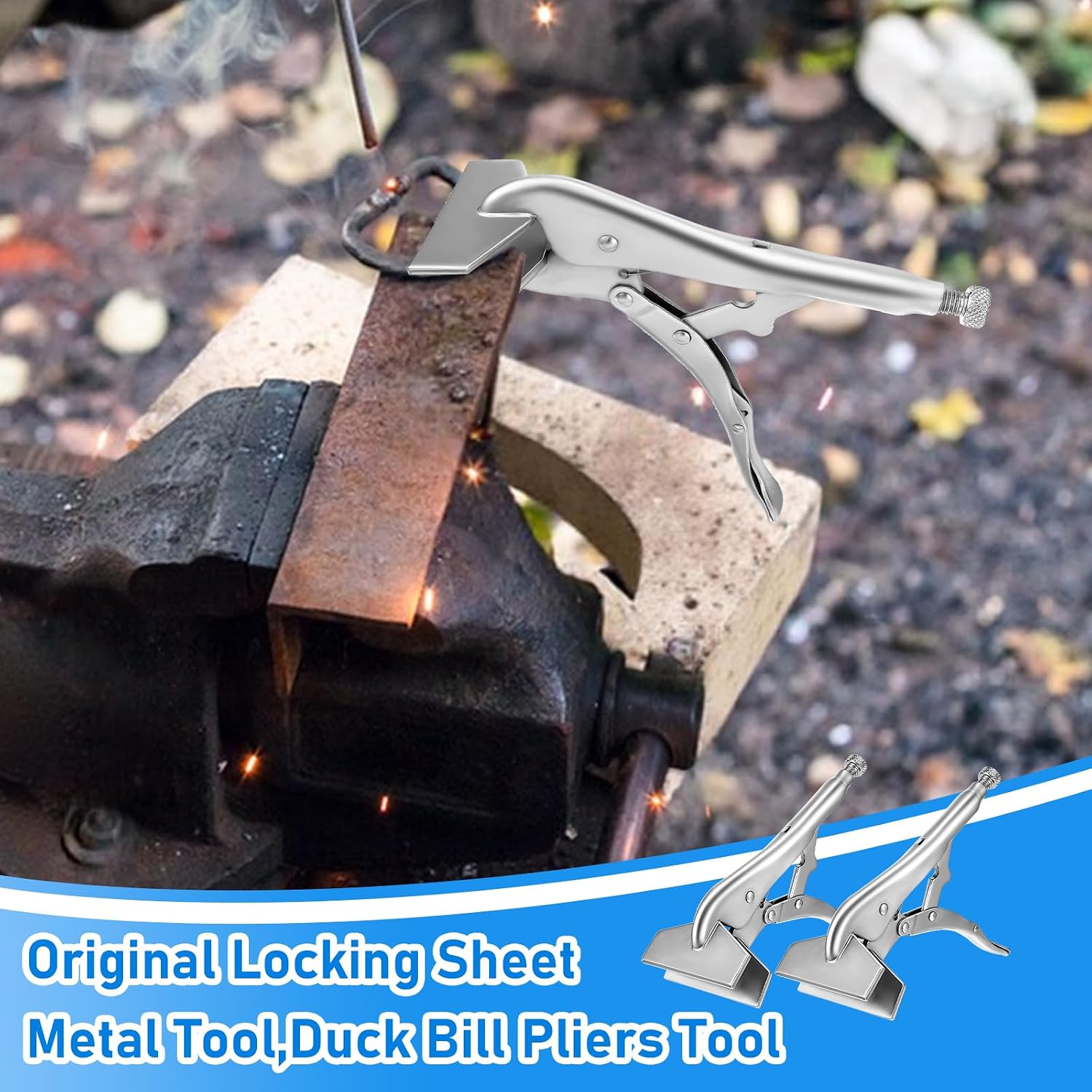 2 Pack Welding Locking Plier Tools, 10" Locking Sheet Metal Clamp, Heavy Duty Sheet Metal Grip Tool, Adjustable Opening Plated Welding Plier