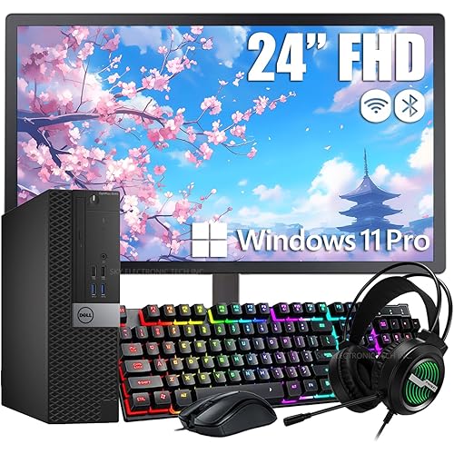 Dell OptiPlex 3040 SFF Computer Desktop PC with 24" FHD Monitor, Core 6th Gen 3.70 GHz, 8GB RAM, 256GB SSD, Keyboard and Mouse, WiFi, BT, HDMI, Windows 11 Pro (Renewed)