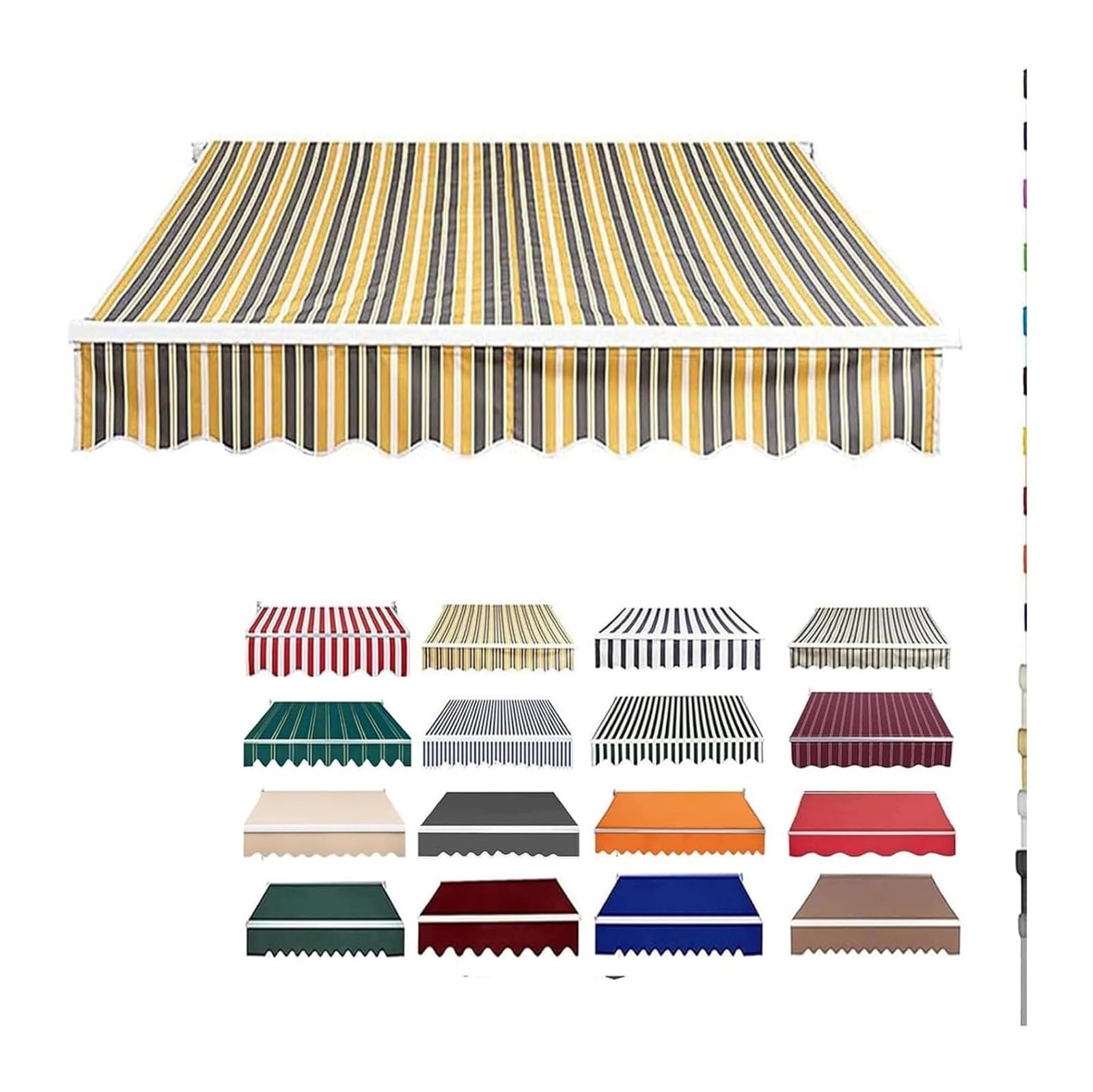 Pbwerigl 05 Awning Retractable Canopy, Sun Shade Replacement Fabric, 2Pc(,9.8X9.8ft/300X300cm)