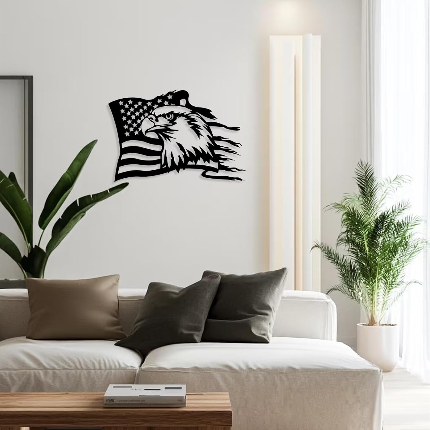 American Flag Wall Decor American Bald Eagle Metal Wall Art for Fourth of July Independence Day Patriotic Decoration for Outdoor Garage Patio Living Room Father's Day Present. (16 in x 11.4 in)