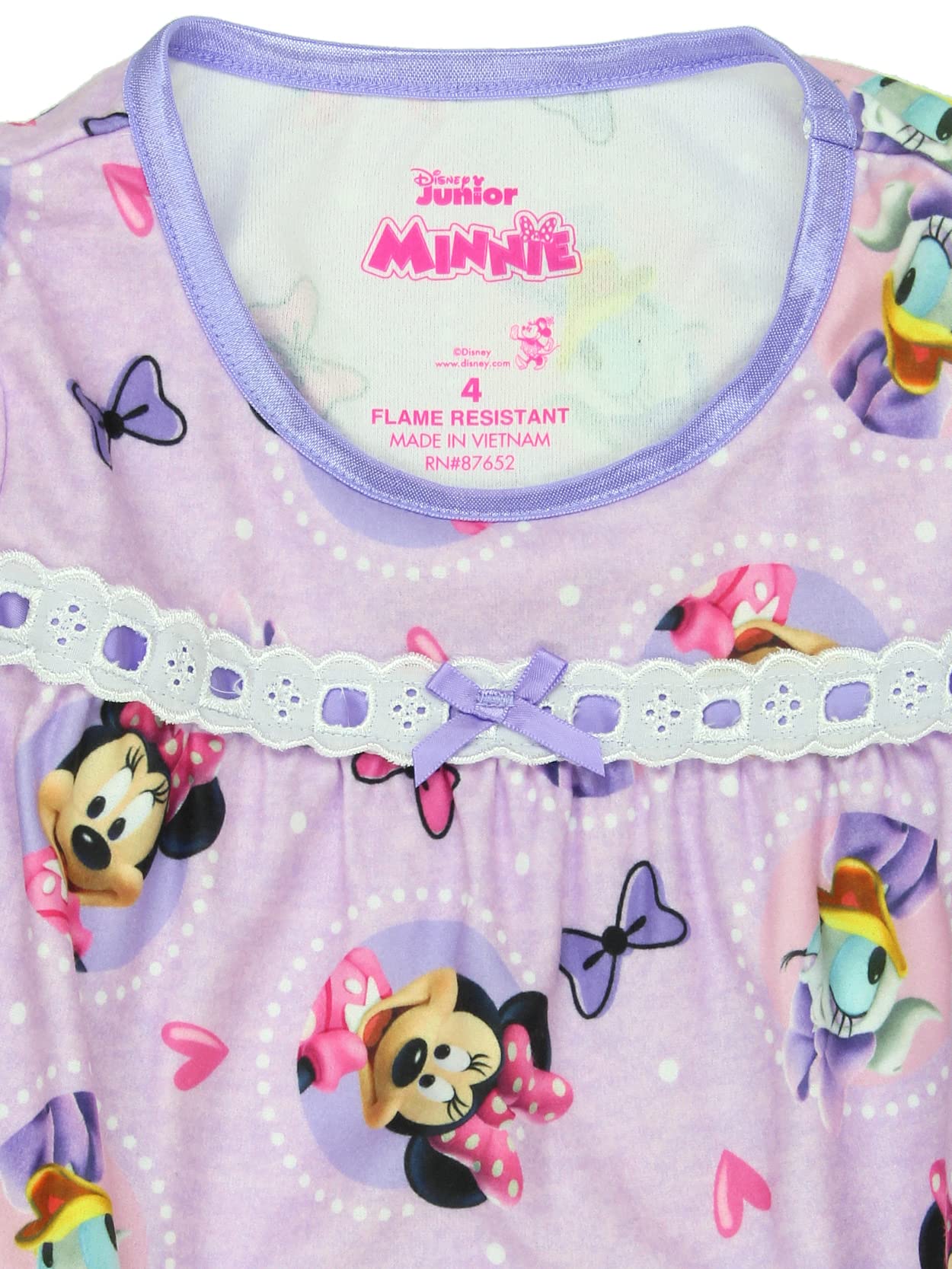 Disney Minnie Mouse Toddler Girls Granny Gown Nightgown (4, Purple)