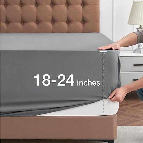 Amazon.com: ChiXpace Extra Deep Full Fitted Sheet - Deep Pocket Single ...