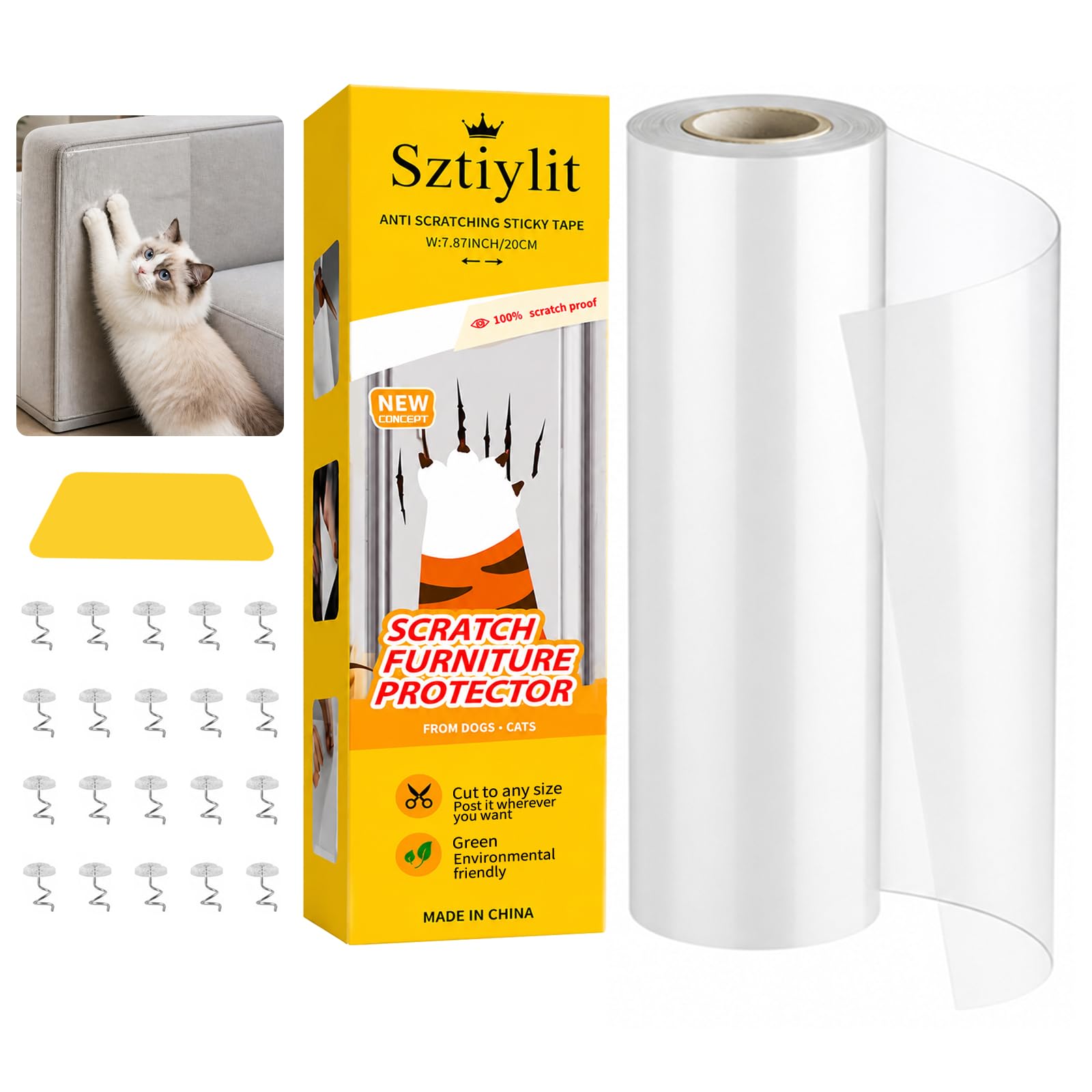 7.87 in x 236.2in Door Protector from Dog Scratching, Cat Anti Scratch Tape