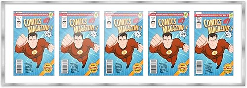 Miniatura 136 de Poster Palooza Marco de cómic con paspartú para 4 cómics de la era actual publicado después de 1985, marco de cómic negro para cómics de 6.875 x