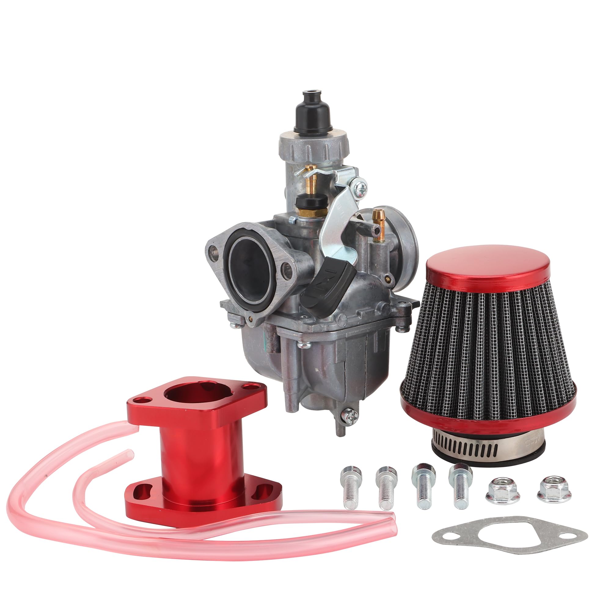 WOOSTAR 26mm Carburador VM22 con Filtro de Combustible Tubo Gasolina Ingesta Maniquí Juntas Reemplazo para Predator 196cc 212cc Coleman CT200U BT200X KT196 GX160 GX200 6.5hp Motor Mini Bike Rojo