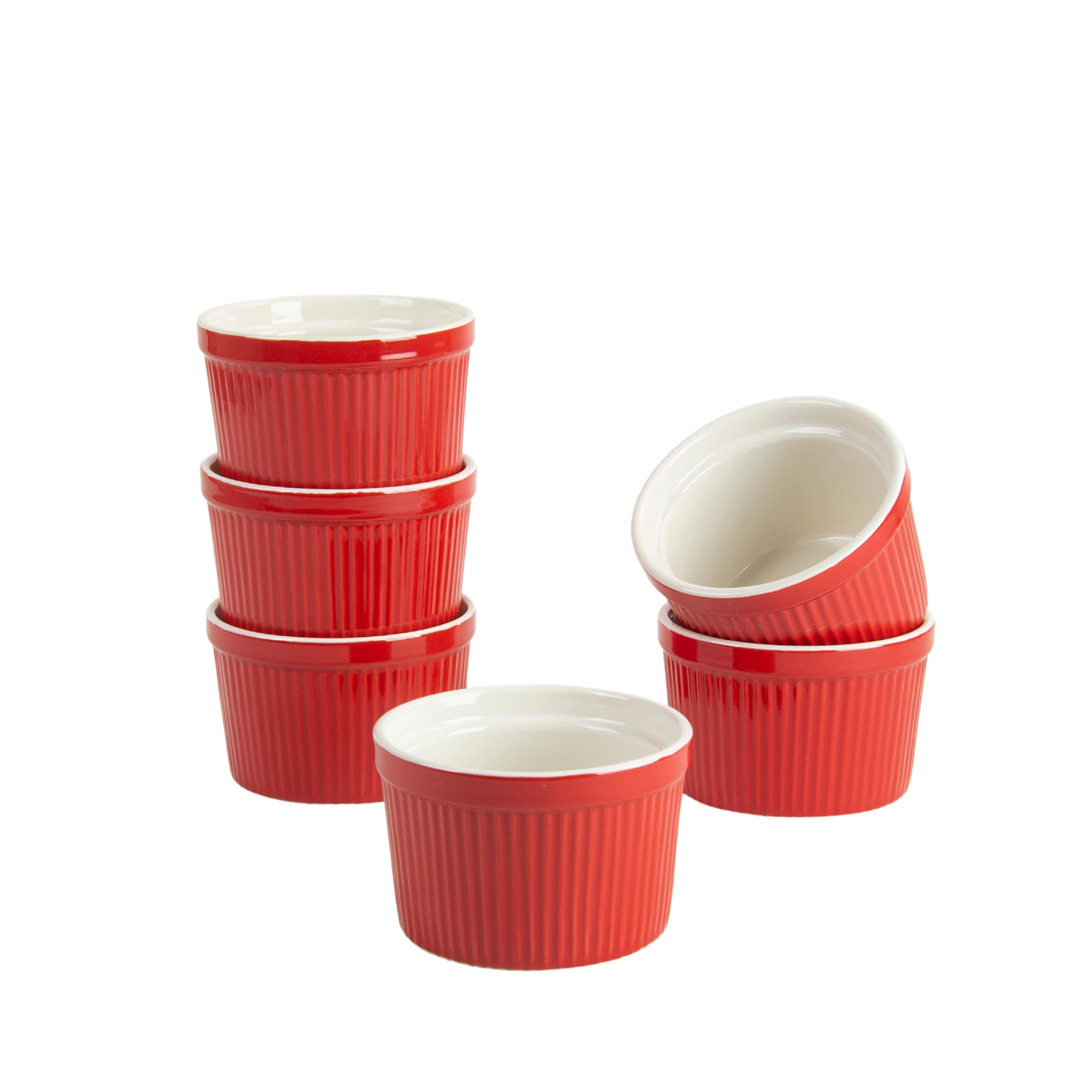 Amazon.com: 10 Strawberry Street Roma Ramekin Set of 6, 10 oz, Red ...