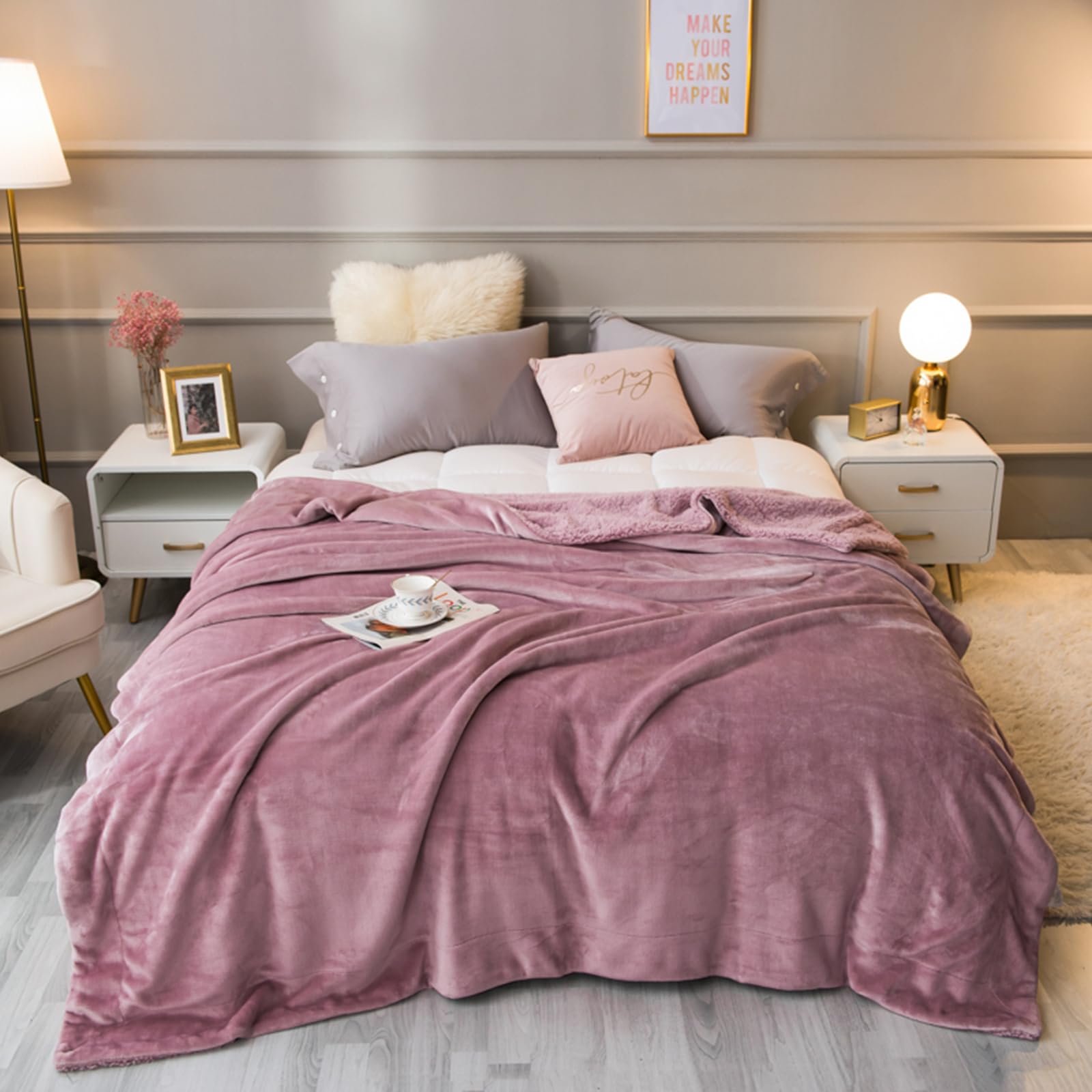 Ergocar Sherpa Decke, Milchvlies Sofadecke Doppelgesicht, Kuscheldecke Flauschig & Super Weich, Hochwertige Decke Dekorative für Alle Jahreszeiten, für Kinder und Erwachsene