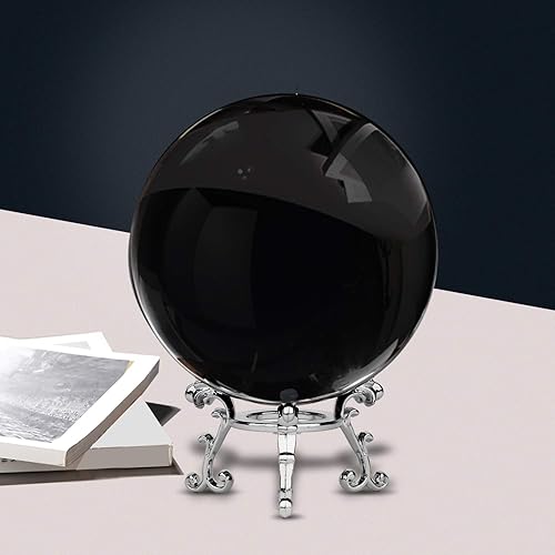 Miniatura 4 de MerryNine Bola de cristal K9 superior de 3.150 in3.15 pulgadas con elegante soporte metálico y paño limpio de microfibra, accesorio decorativo y de