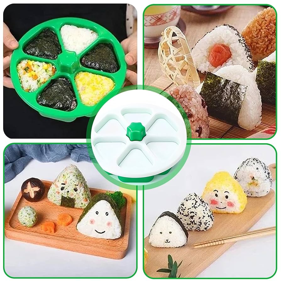 NIEEKRUN Sushi Vorm Set - Driehoekige Onigiri Maker Met Rijstlepel | Anti-Aanbak Voor Bento