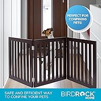 Vista 4 de INTERNET'S BEST Dog Gate - Barrera independiente para mascotas para interiores, valla plegable de madera para perros, puerta extra ancha