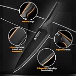 Knife Set - Kitchen Knife Set with Built-in Sharpener - Knife Block Set Dishwasher Safe 15 Piece - Anti-Slip Handle - German Stainless Steel - Black,with Gift Box