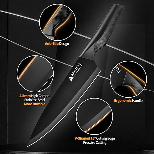 Miniatura 3 de Juego de cuchillos con bloque Juego de cuchillos de cocina alemán de acero de alto carbono 15 piezas con afilador integrado y apto para