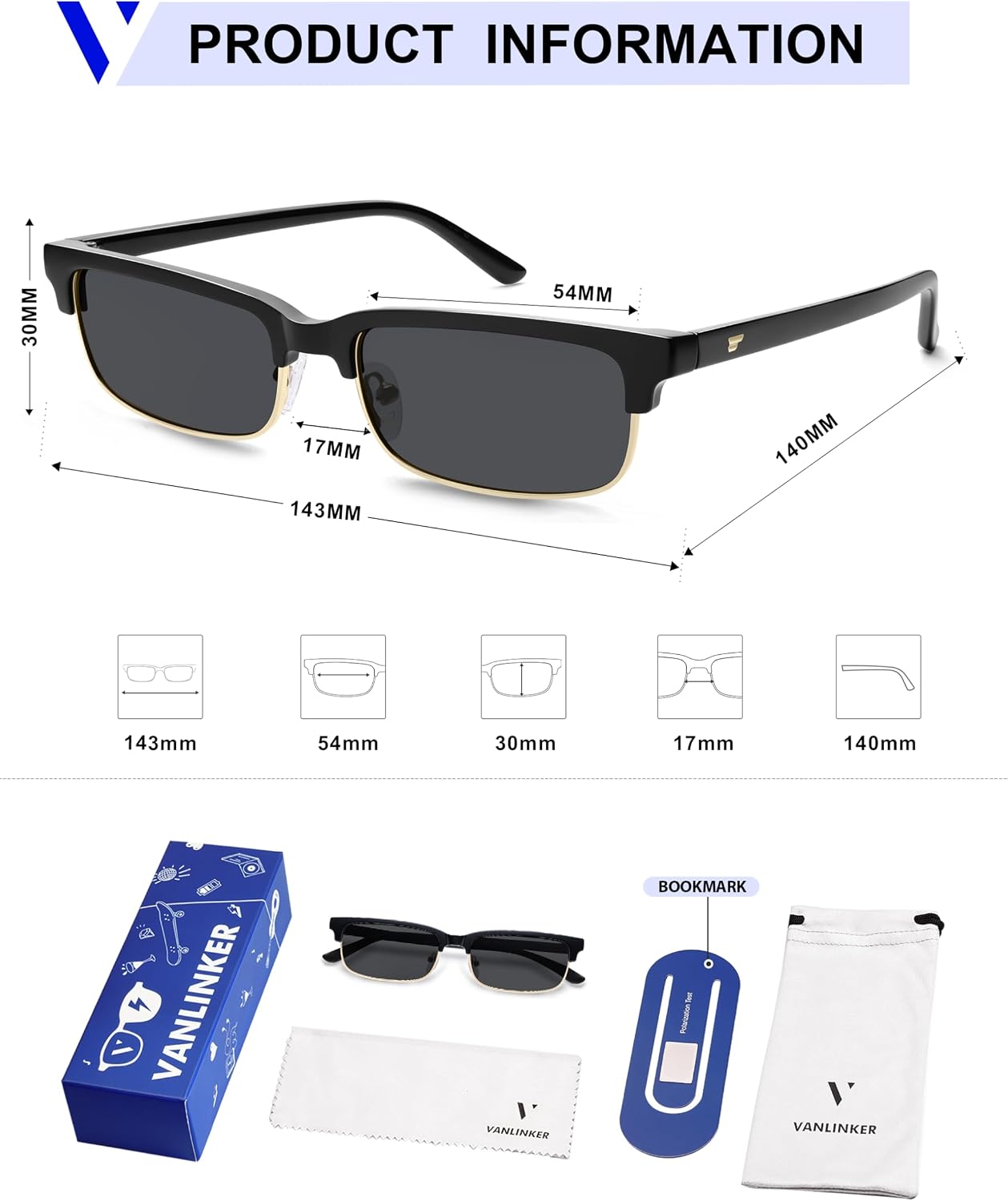 VANLINKER Trendy 90s Skinny Thin Rectangle Sunglasses for Women Men Retro Small Vintage Cute Shades VL9922,Black Frame Grey Lens image 5