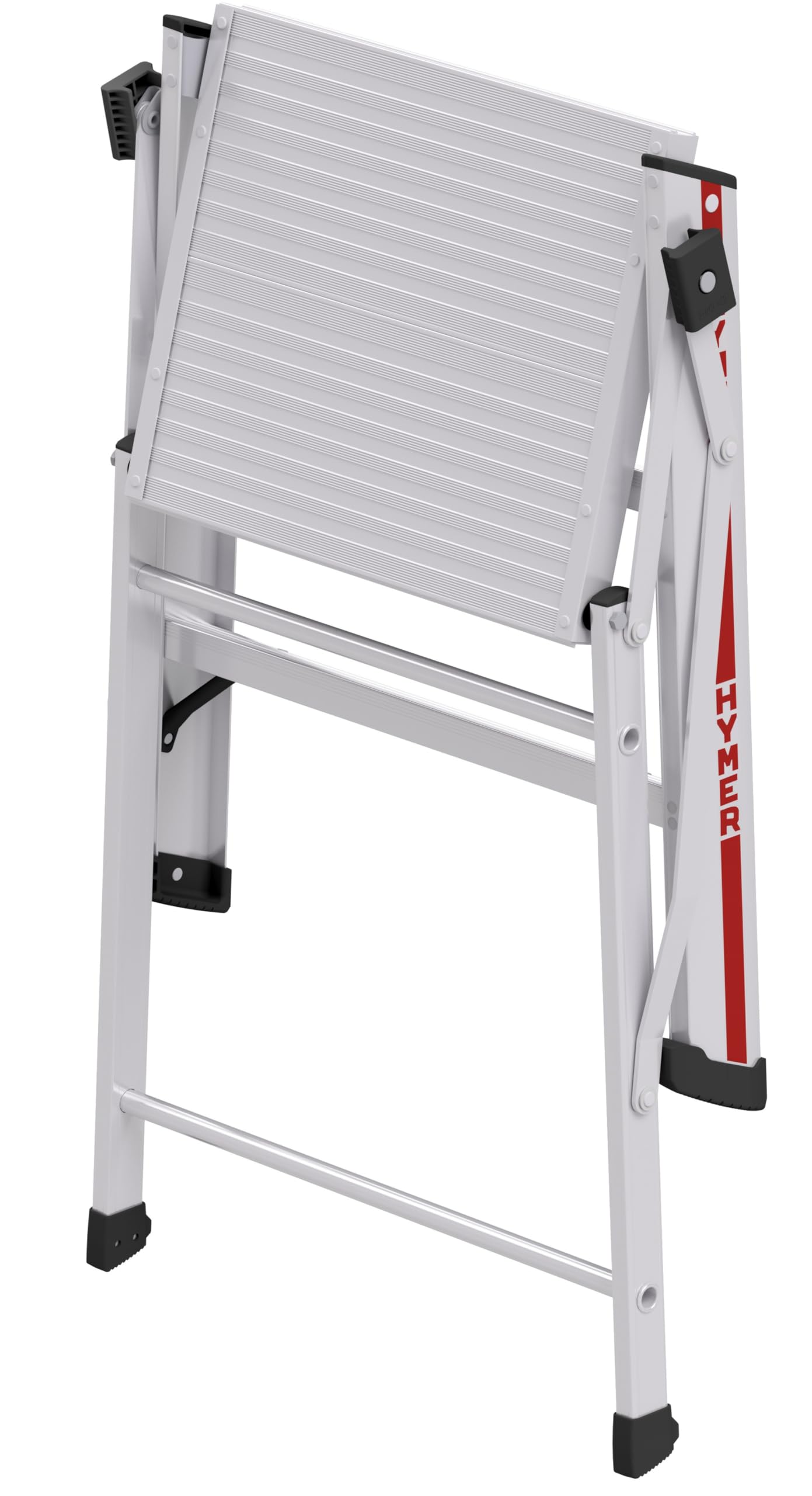 Hymer Escalera de Servicio y Montaje (Aluminio, Profundidad de escalón de 80 mm, transitable por un Lado, Plataforma: 400 x 500 mm, Robusto Concepto D-Holm) 603603