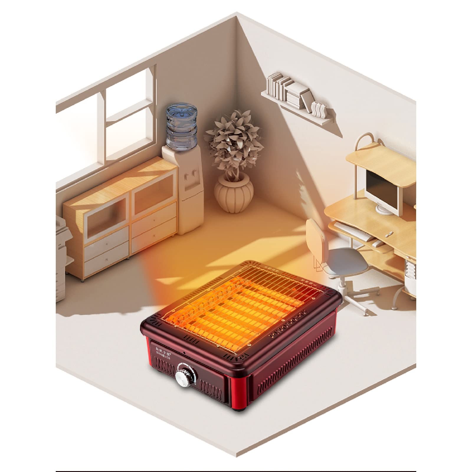 STRMAX Ogrzewanie elektryczne, termowentylator, grzałka do grilla, można dowolnie ustawić pomiędzy 1000/1500 W, 2 rozmiary, 3 kolory (kolor: złoty, wymiary: 13 x 28 x 36 cm)