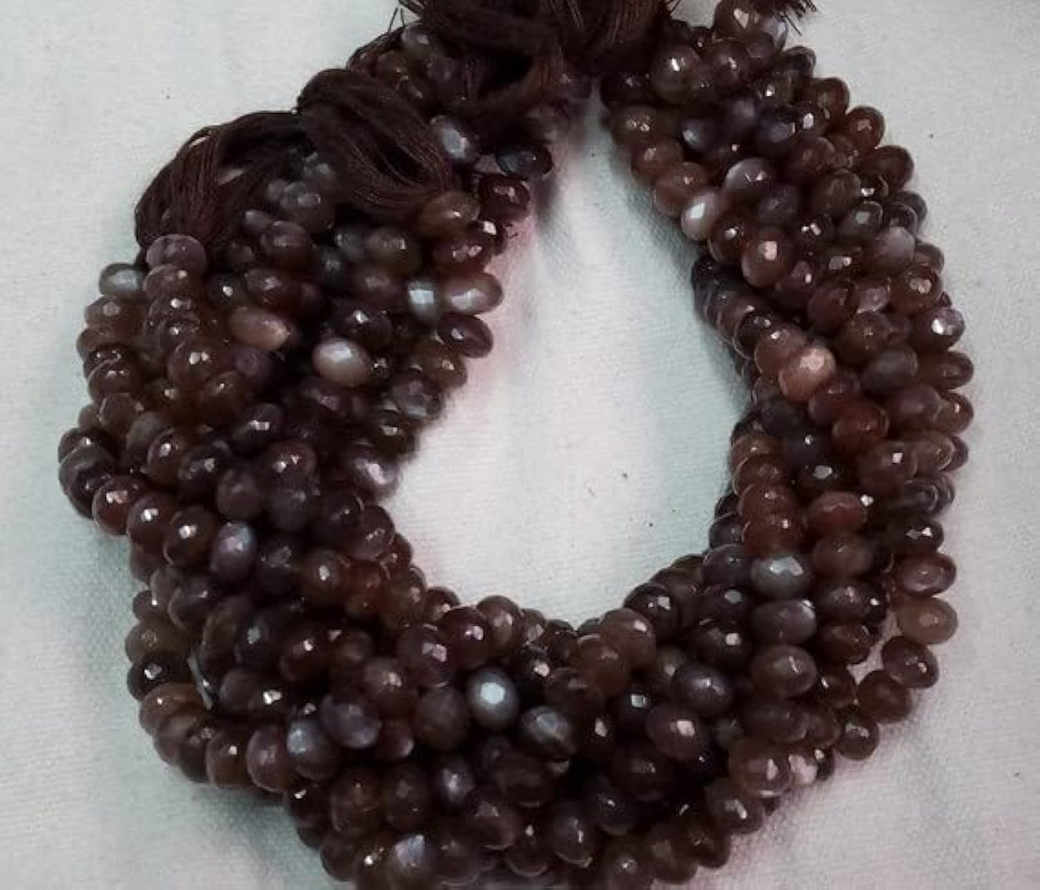 LKBEADS 2 żyłki, naturalny czekoladowy kamień księżycowy fasetowany rondelle - czekoladowe koraliki z kamienia księżycowego rozmiar 8-9 mm około - długość sznurka 30 cm