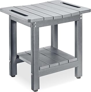 HDPE Shower Bench for Inside Shower – Waterproof, Durable Shower Chair and Stool for Adults – Complete with Storage Shelf & Adjustable Feet – Supports 300 lbs for Bathroom & Bathtub, Gray