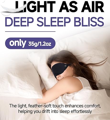 Miniatura 3 de Mavogel Antifaz de algodón para dormir  Máscara de dormir transpirable con bloqueo de luz, suave y cómoda para hombres y mujeres, cubierta de ojos