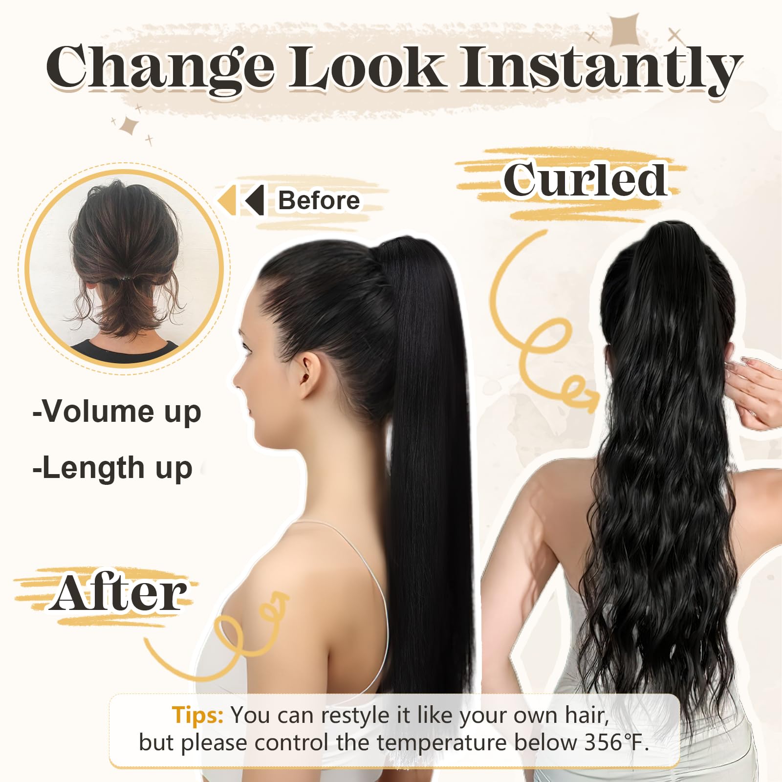 Amazon.com : SEGOHAIR Human Hair Ponytail Extension with  display picture 3