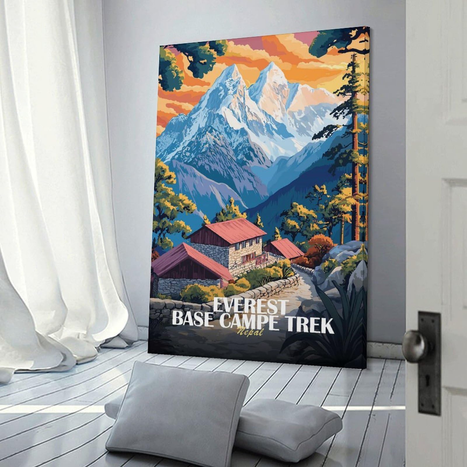 Junmoney Everest Base Camp Trek Nepal Art Decorative Canvas Print, 24x36inch(60x90cm), for Hallway, Bedroom Or Modern Interiors, Gift Idea for Housewarming And Birthdays