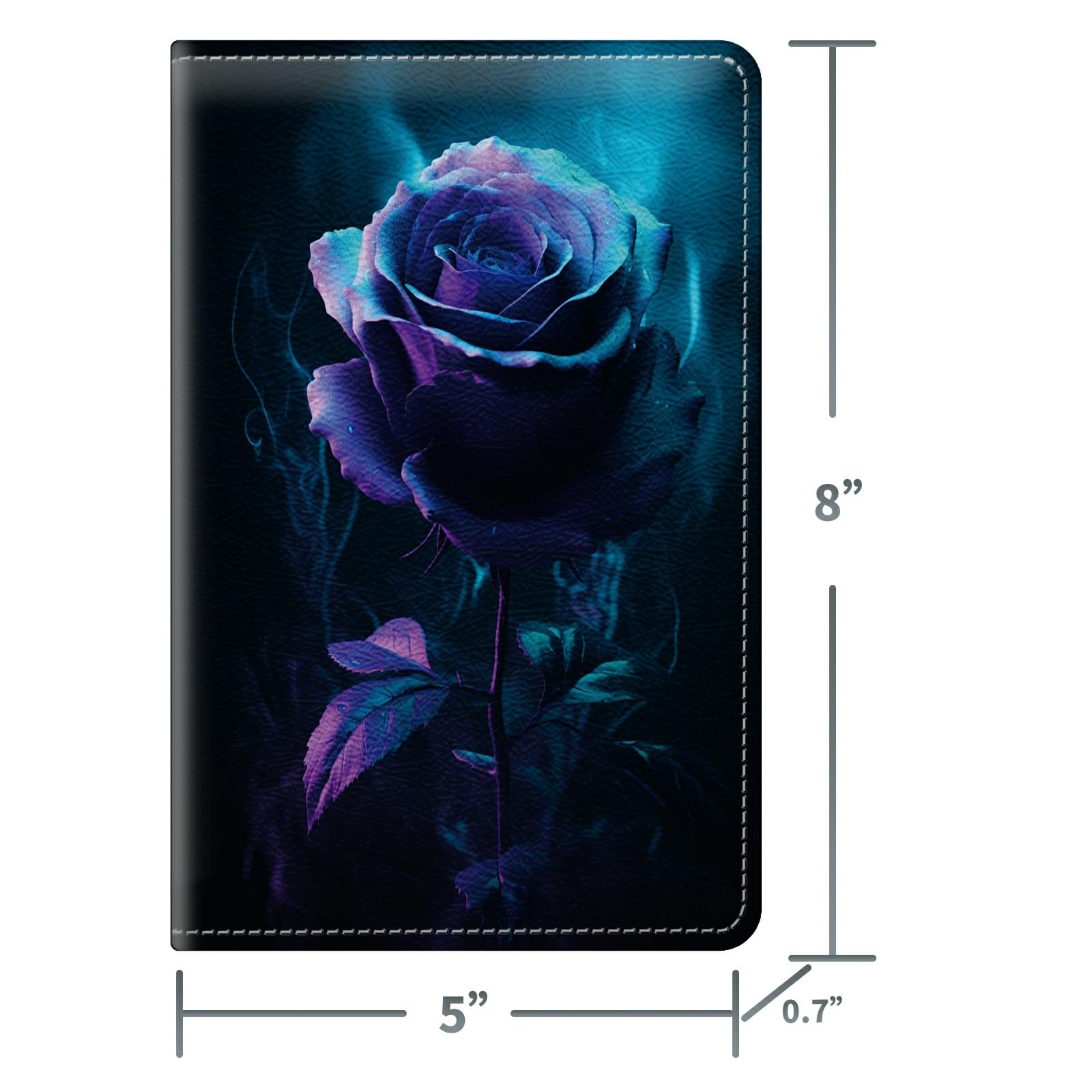 Art Blue Rose Cute Server Books for Waitress, Leather Waiter Book Server Wallet with Zipper Money Pocket, 5 * 8 Waitress Ticket Book Holder Restaurant Waitstaff Organizer with Pen Holder Fit