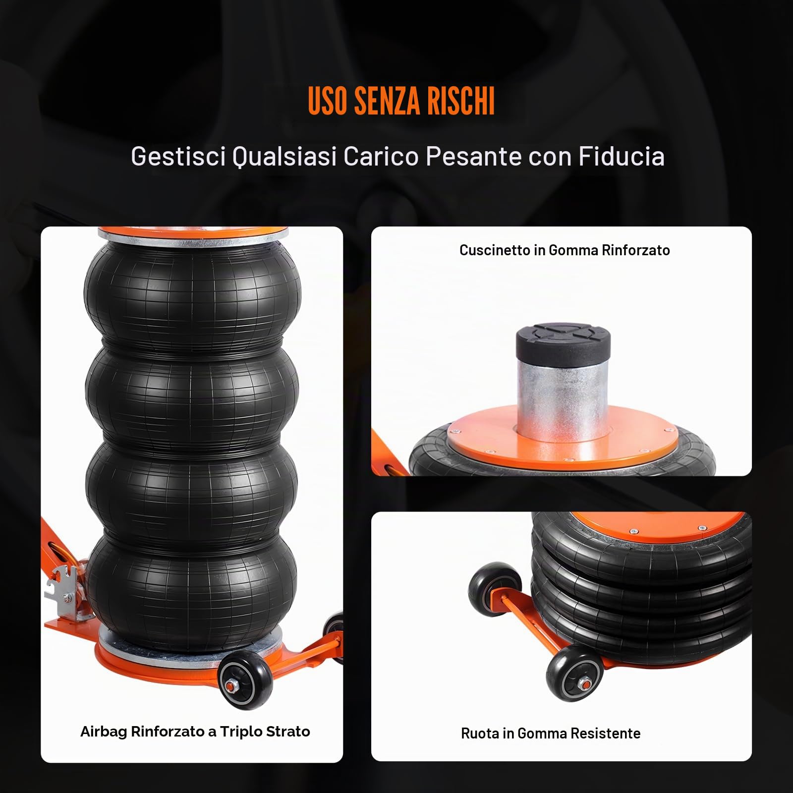 VEVOR Cric Pneumatico per Auto, 6 Ton 2-5S con Colonna Rialzata e Maniglia Regolabile, Facile da Sollevare e Salvaspazio con Cuscinetto in Gomma Spessa, Cric Adatto a Berline, SUV, Pick-up