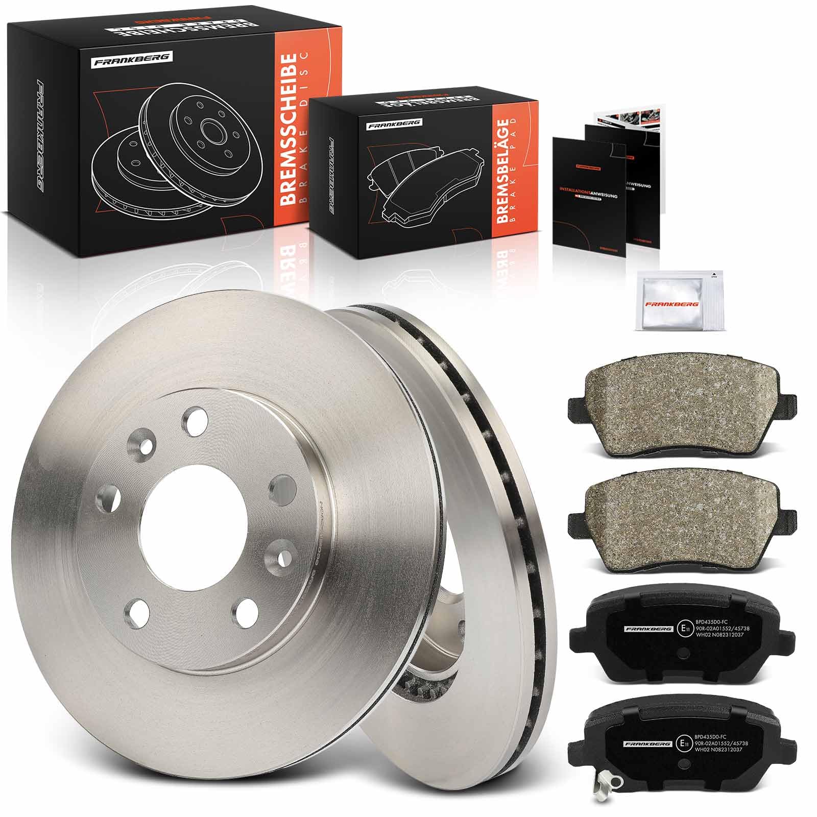 Frankberg 2x Bremsscheiben + 4x Bremsbeläge Vorne 410608481R, 8671016692 | Kompatibel mit Duster HS, M.e.g.a.n.e IV Hatchback B9A/M/N, Duster Kasten, M.e.g.a.n.e IV Stufenheck LVA/M/N, Duster HM