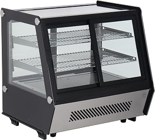 METRO Professional Tisch-Kühlvitrine GCV1130BF, 102 L, 2 Einlegeböden, LED-Beleuchtung, Hinter- und Vordertüren, Silber/Schwarz